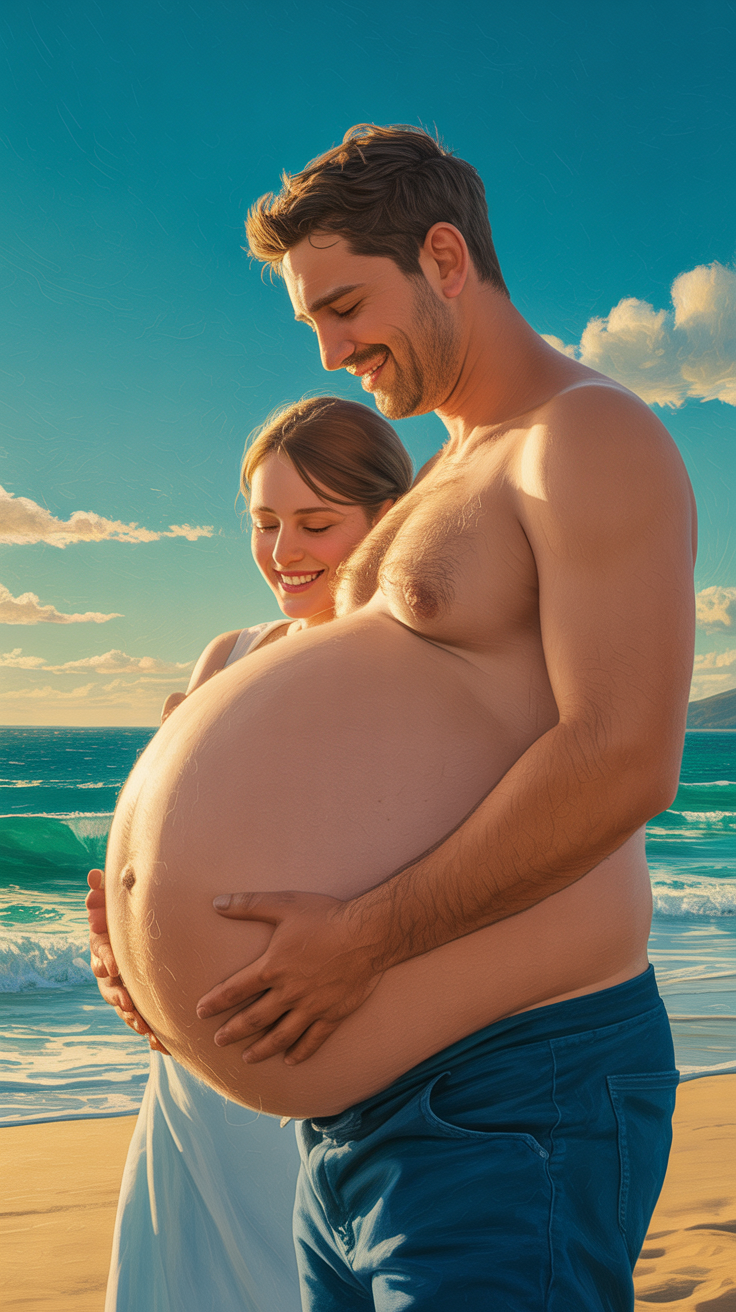 Pregnant Dads on the Beach: Twin Adventure Awaits