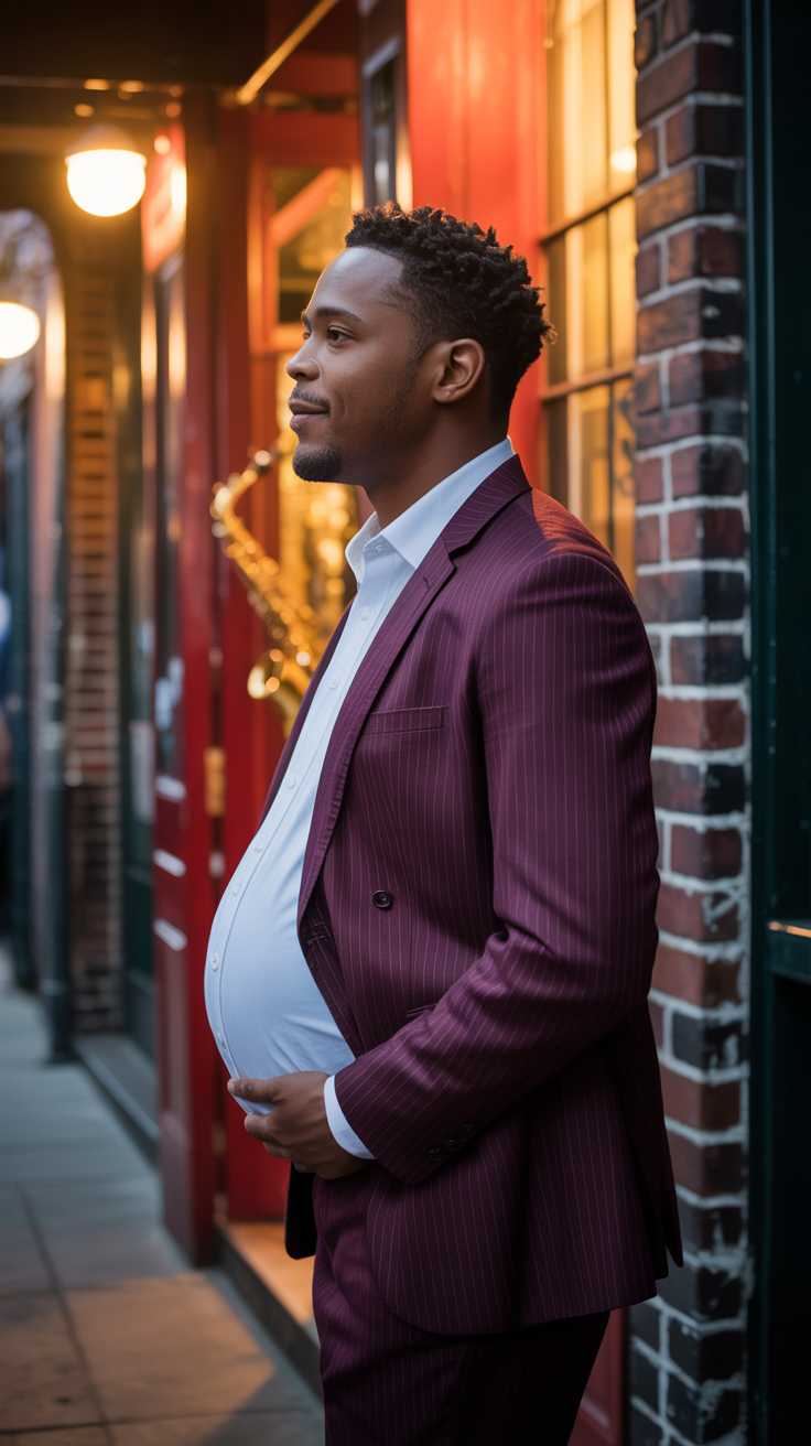 Stylish Dad-to-Be in New Orleans Jazz Scene