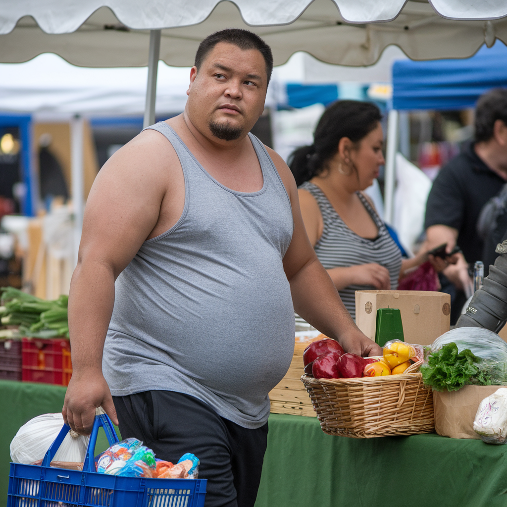 Pregnant Dad Struts Through Farmer's Market