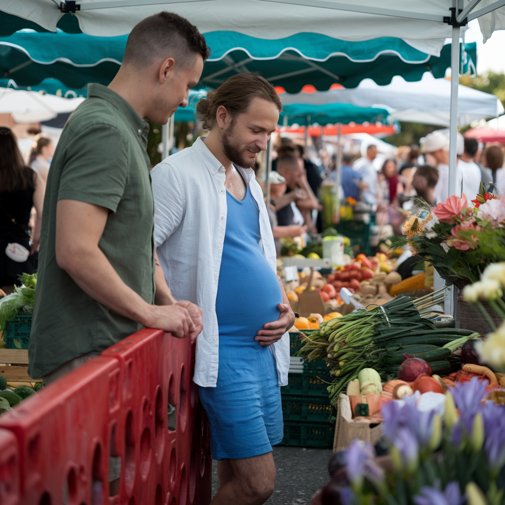 Pregnant Dude at the Farmer's Market Vibes