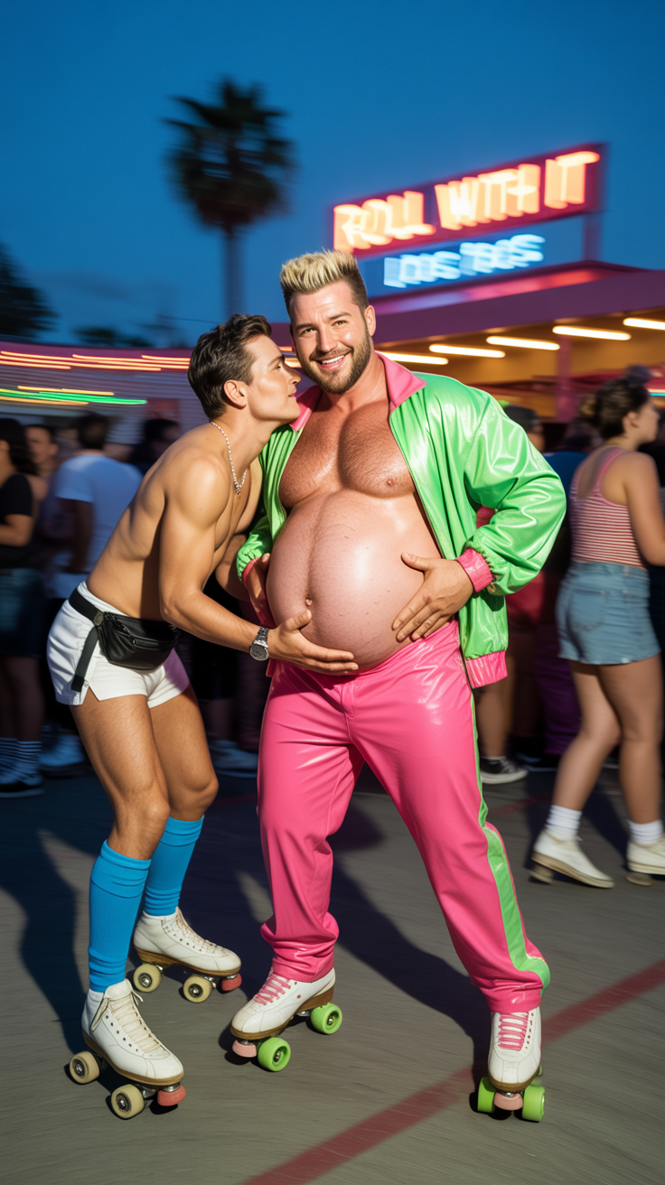 Epic Neon Vibes: Pregnant Powerhouse at the Rink